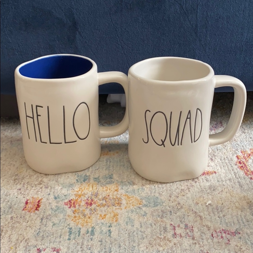 Set of two Rae Dunn mugs squad and hello